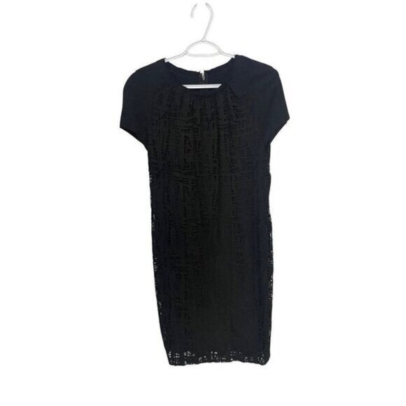 Escada Black Eyelet Lace Sheath Dress Size 38 US 6 8 - Picture 1 of 5